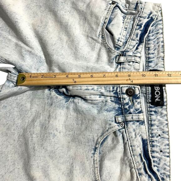 Carbon Womens Jean Shorts 32 Mid Rise Zip Fly Homemade Denim Shorts Acid Wash - Picture 8 of 10